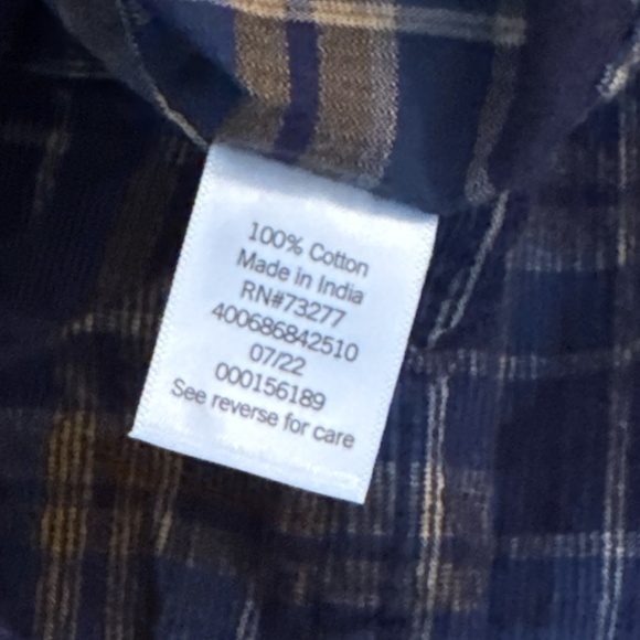 Men's Sonoma Corduroy Button-Up Shirt, Small, Navy & Tan, NWOT - Picture 3 of 3